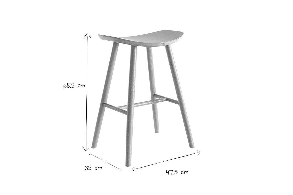 Barhocker helles Holz H65 cm (2er-Set) DEMORY