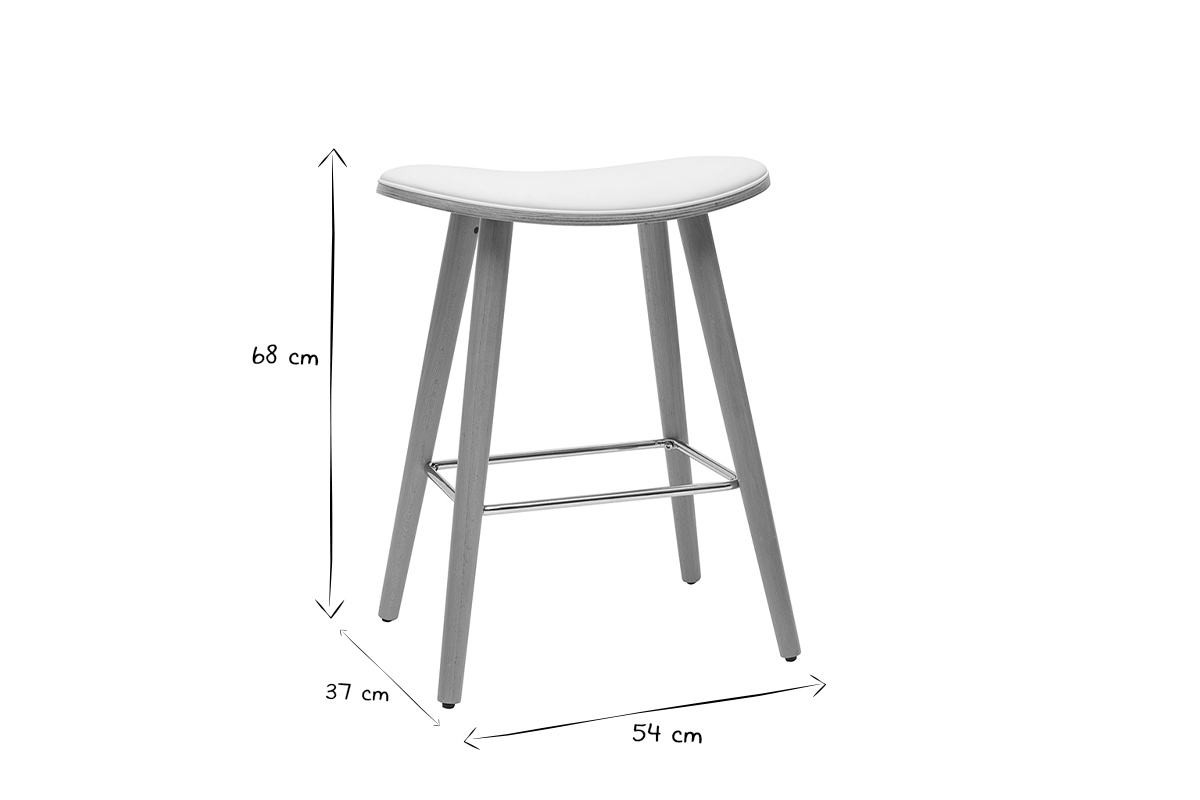 Barhocker helles Holz PU wei 65 cm (2er-Set) MEADOW