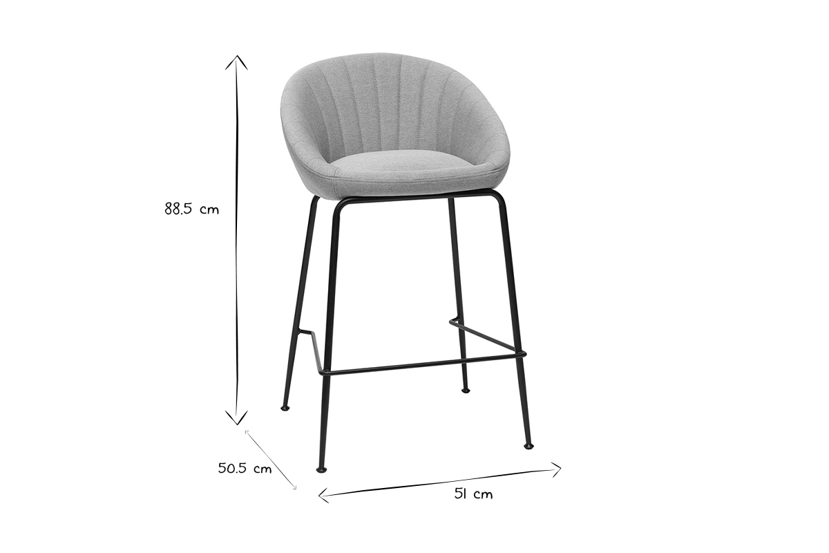 Barhocker hellgrauer Stoff 65cm (2er Set) SHERU