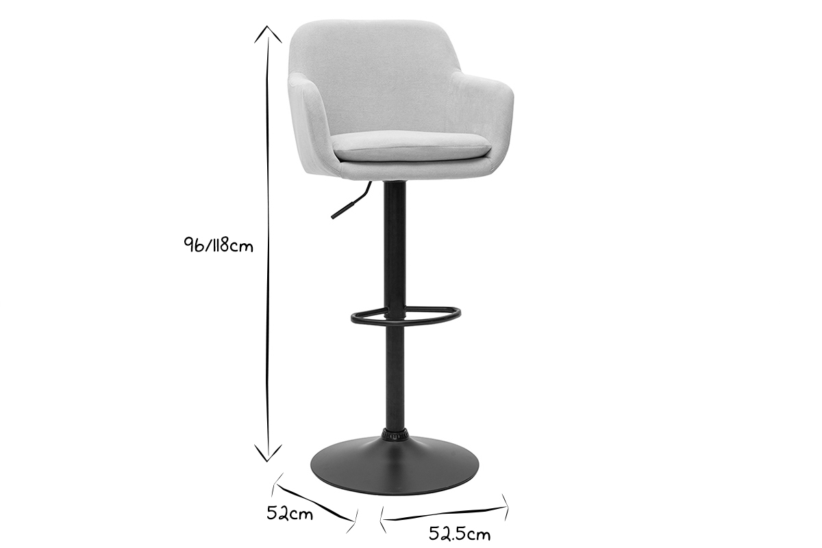 Barhocker hhenverstellbar beiger Stoff mit Samteffekt und Metall (2er-Set) AMIKA