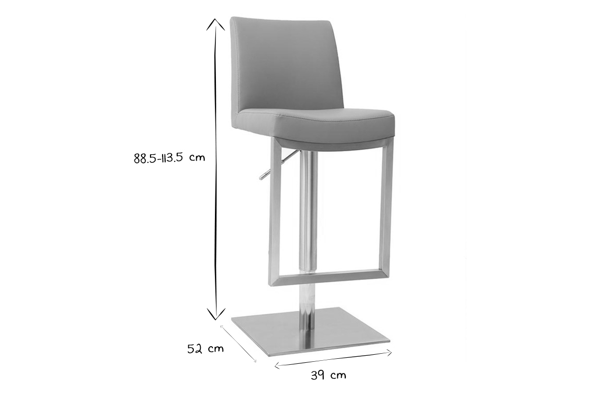 Barhocker hhenverstellbar grau und verchromter Stahl (2er-Set) KYLE