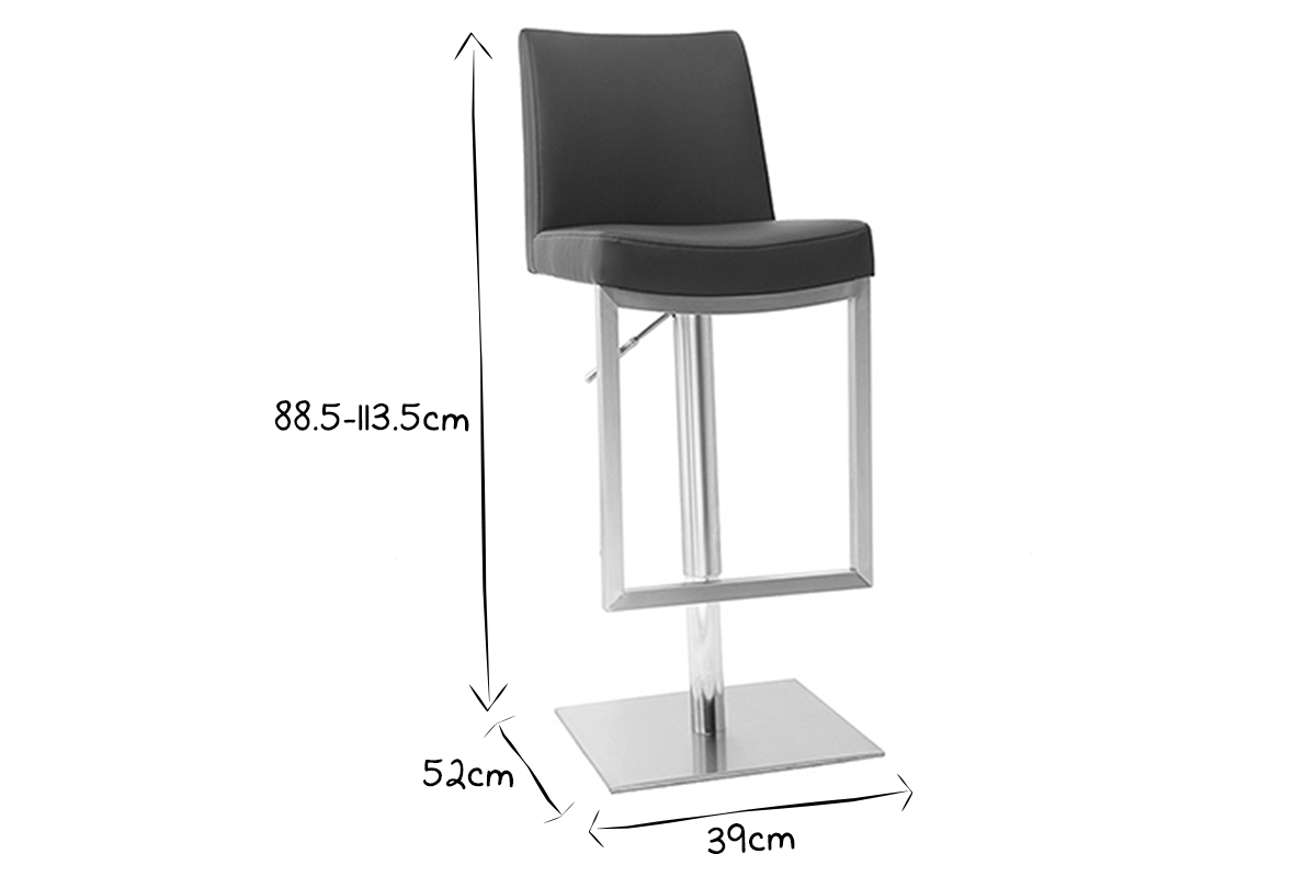 Barhocker hhenverstellbar schwarz und verchromter Stahl (2er-Set) KYLE