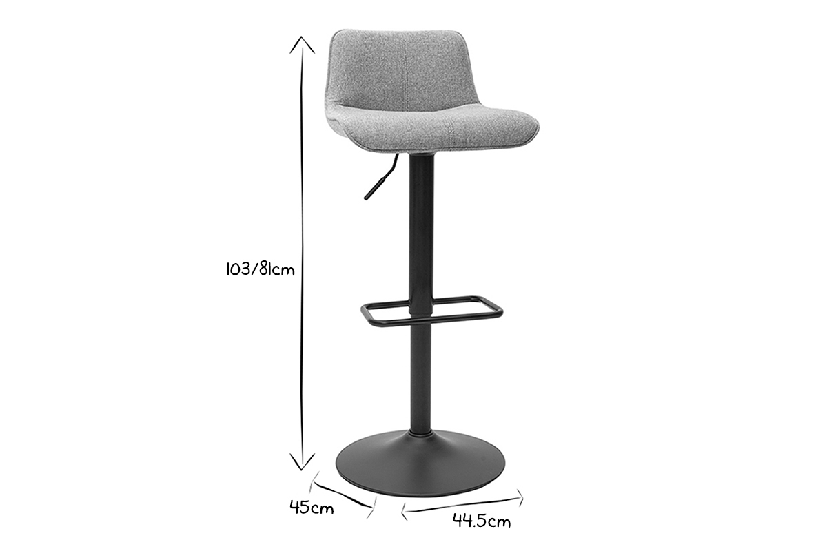 Barhocker hhenverstellbar Stoff mit strukturiertem Samteffekt in Blassgrn und Metall (2er-Set) BOOST