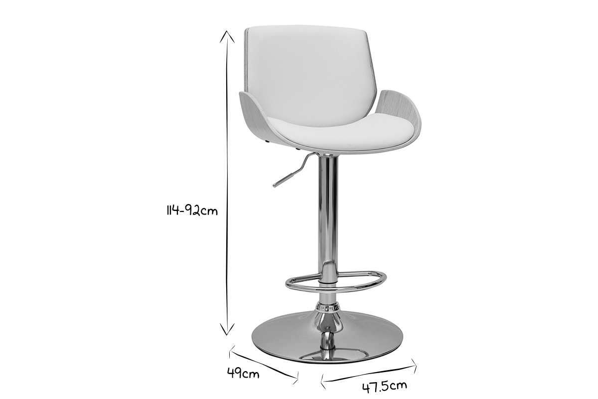 Barhocker hhenverstellbar wei und helles Holz VESPER