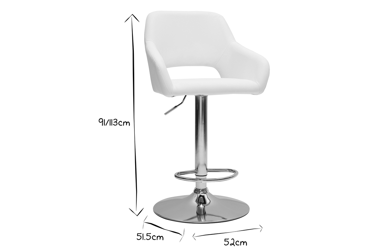 Barhocker hhenverstellbar wei und verchromter Stahl (2er-Set) LAURETTE