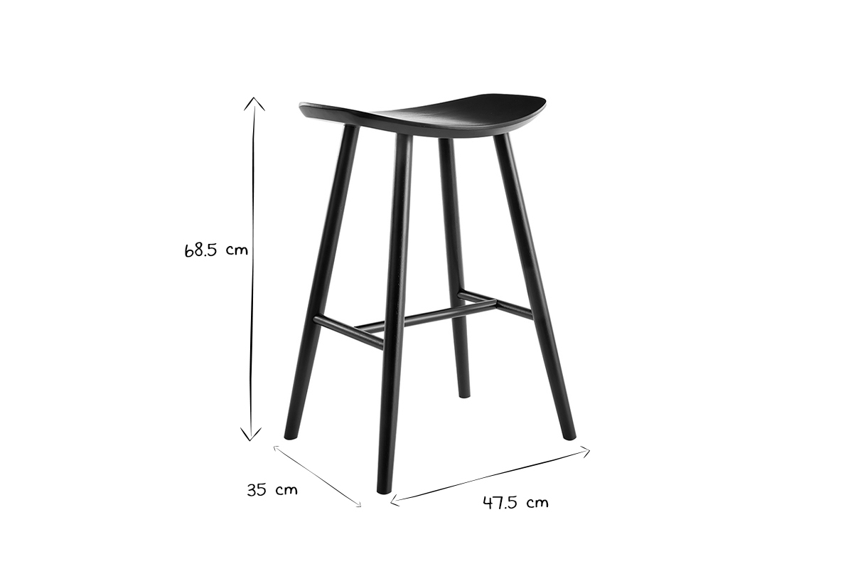 Barhocker schwarz H65 cm (2er-Set) DEMORY