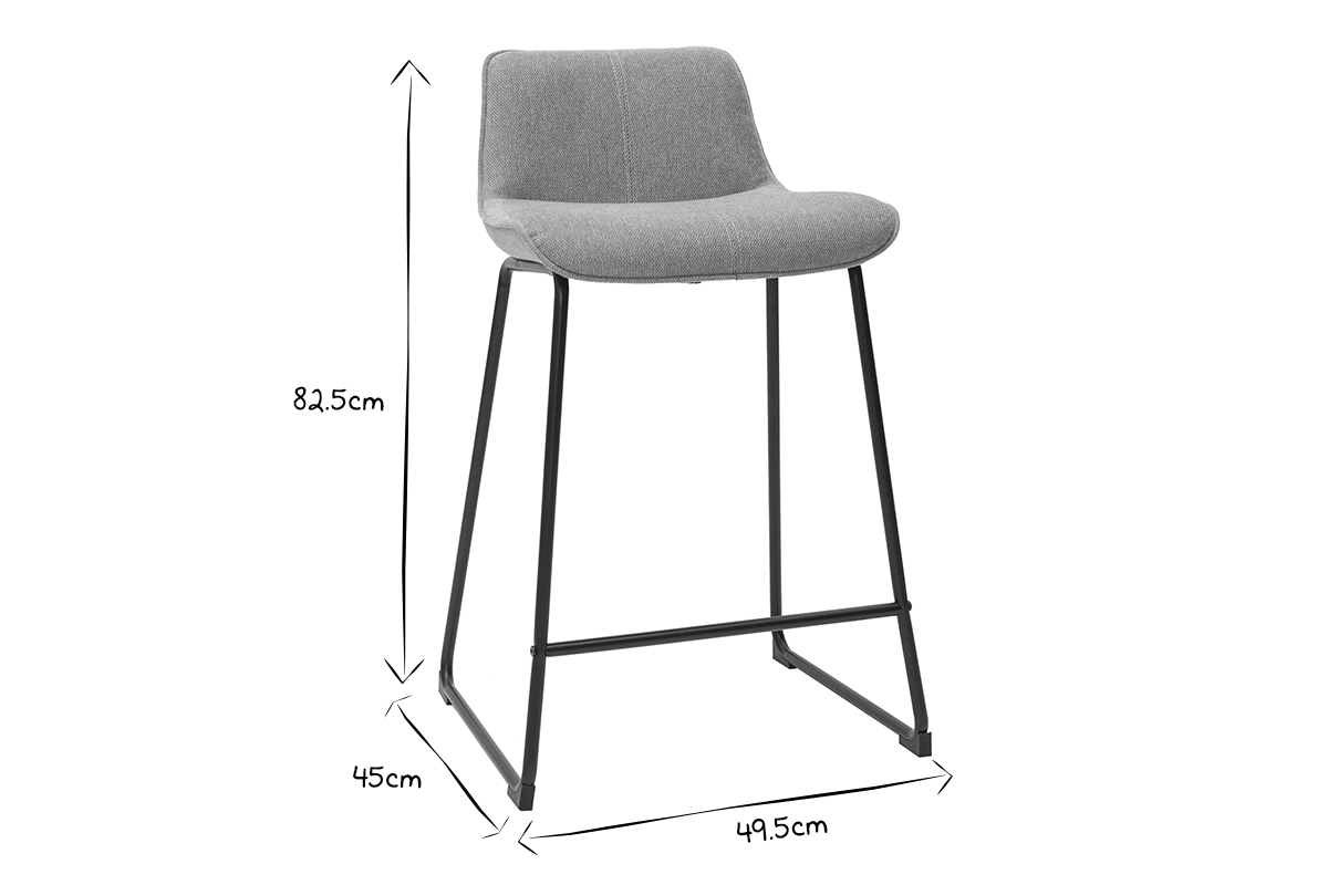 Barhocker senfgelber Stoff mit Samteffekt und Metall H65 cm (2er-Set) BOOST