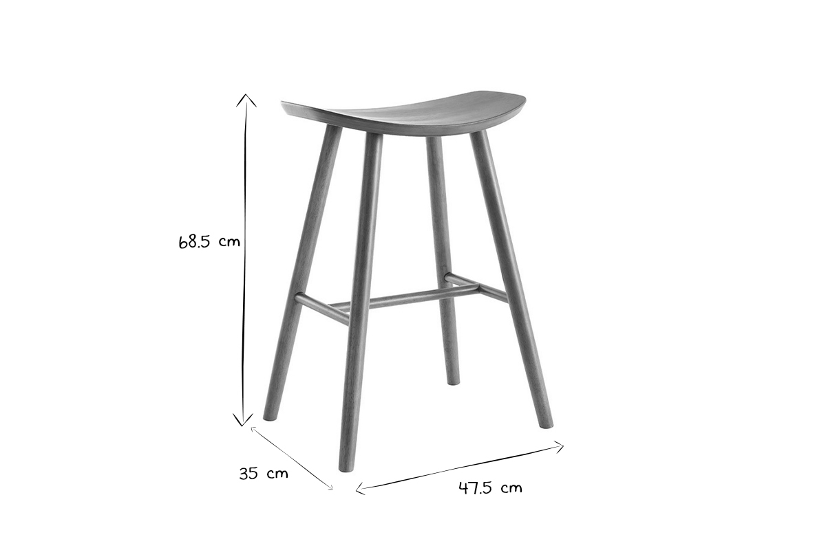 Barhocker walnussfarben H65 cm (2er-Set) DEMORY