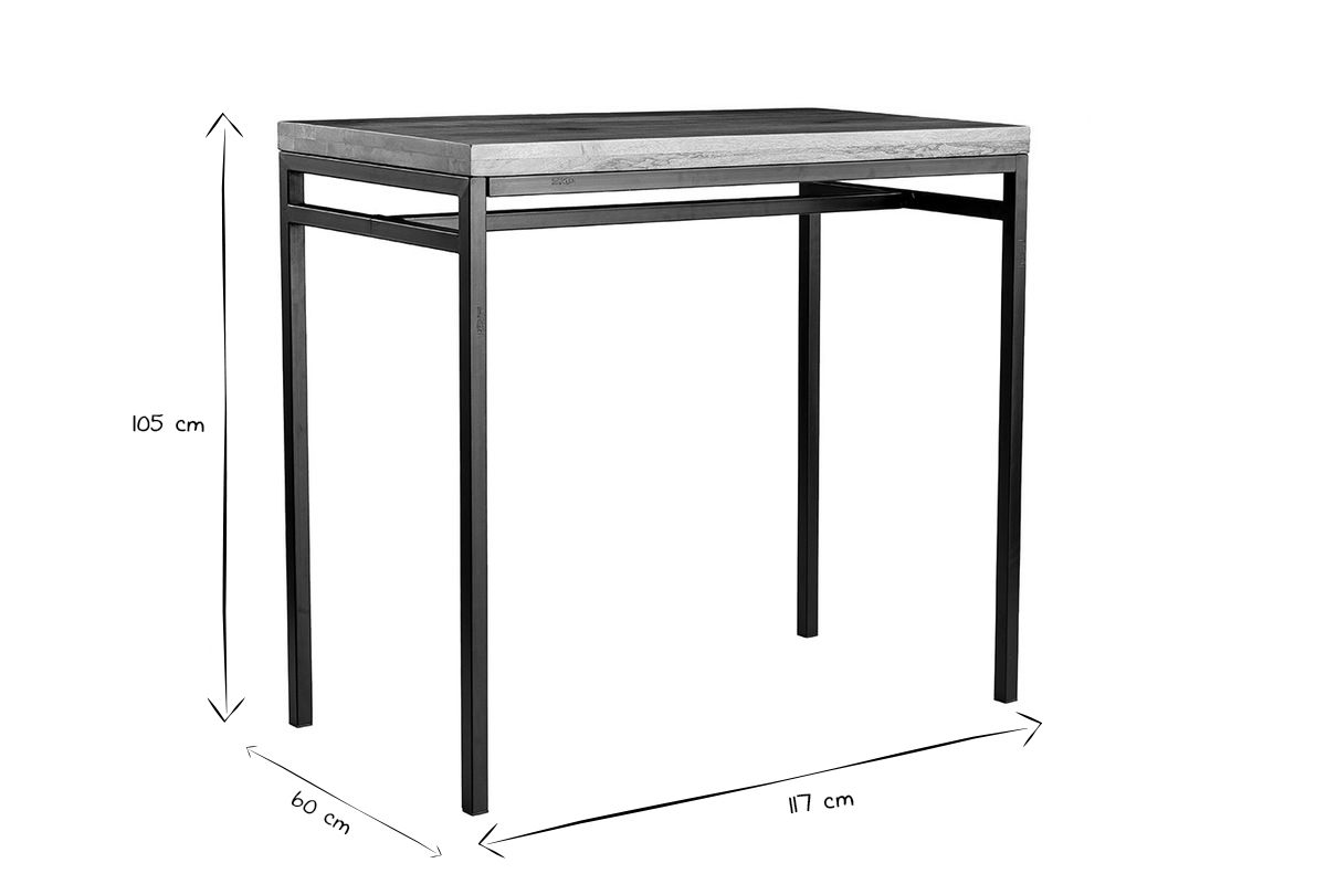 Bartisch Industrie-Look aus Mangoholz und schwarzem Metall YPSTER