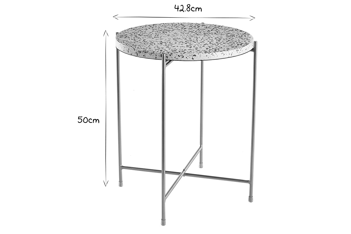 Beistelltisch rund Terrazzo und goldfarbenes Metall D40 cm MEZZO