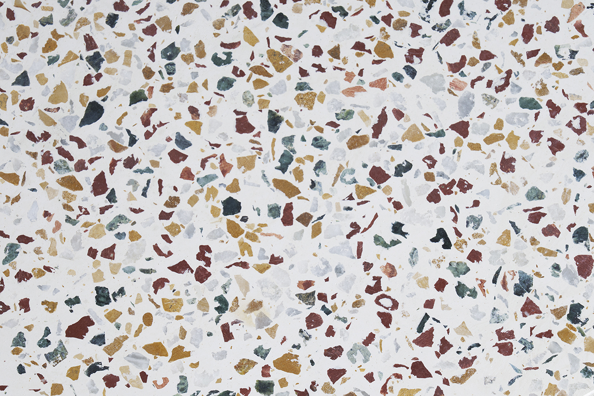 Beistelltisch rund Terrazzo und goldfarbenes Metall D40 cm MEZZO