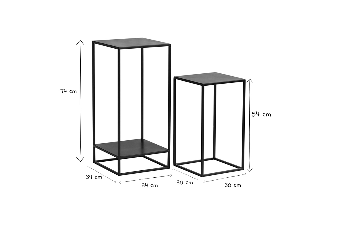 Beistelltischchen aus schwarzem Metall (2 Stck) IGGY