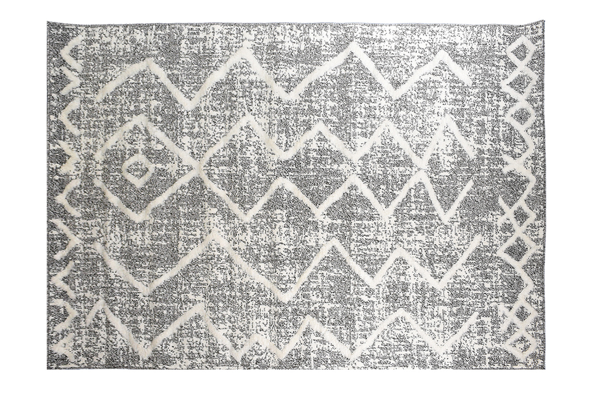 Berber-Teppich mit Reliefmuster beige und grau 160 x 230 cm PALEO