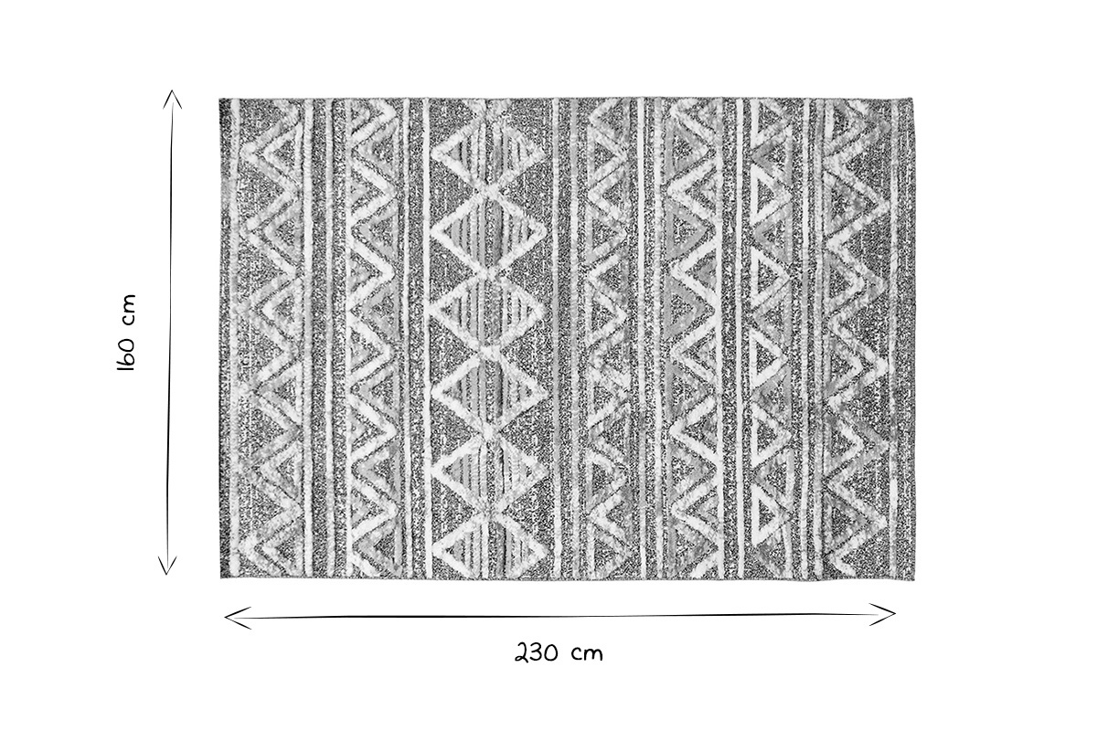 Berber-Teppich mit Reliefmuster wei und grau 160 x 230 cm ERGA