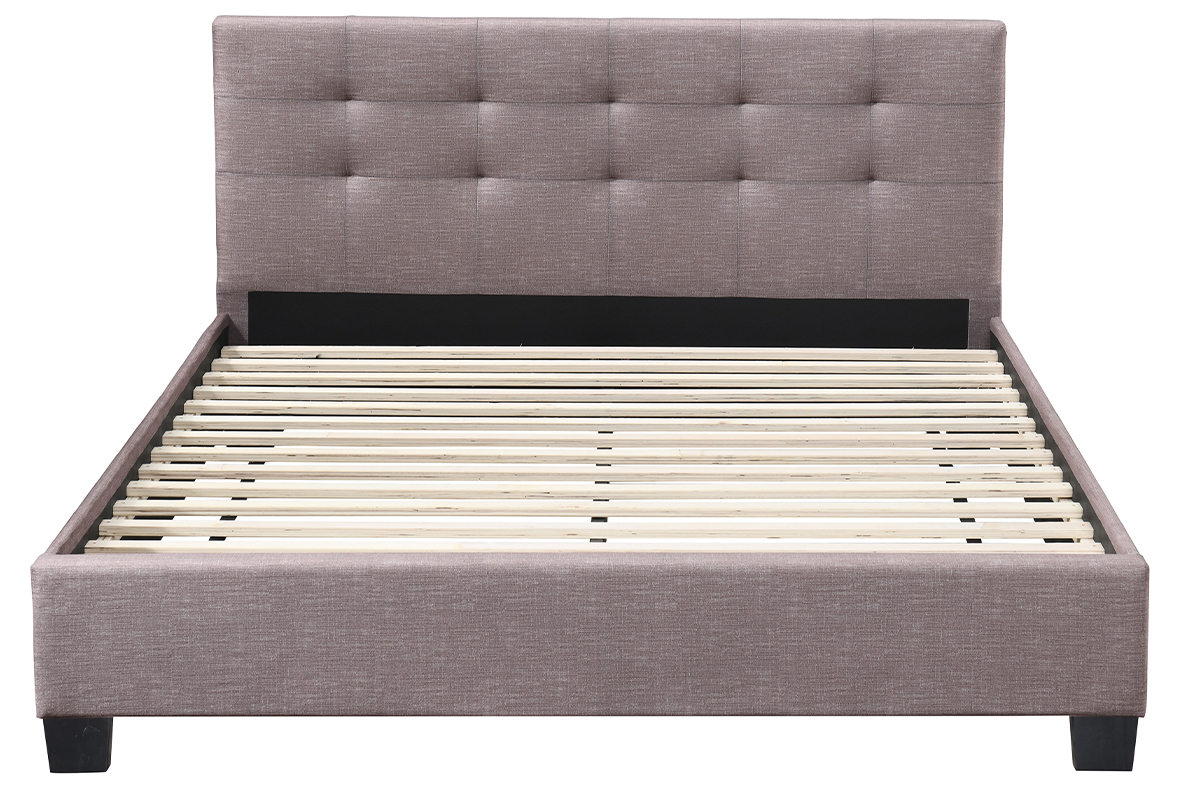 Bett 160 x 200 Stoff Beige gepolstert MARQUISE