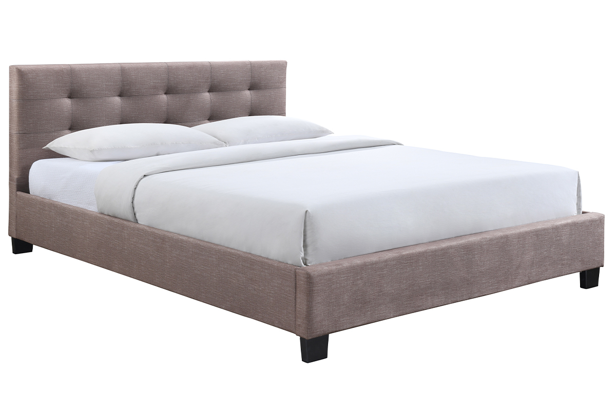 Bett 160 x 200 Stoff Beige gepolstert MARQUISE