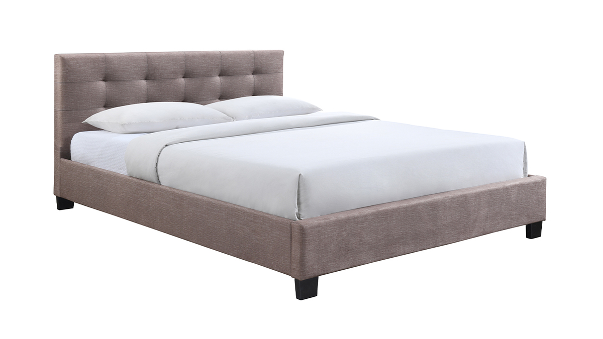 Bett 160 x 200 Stoff Beige gepolstert MARQUISE