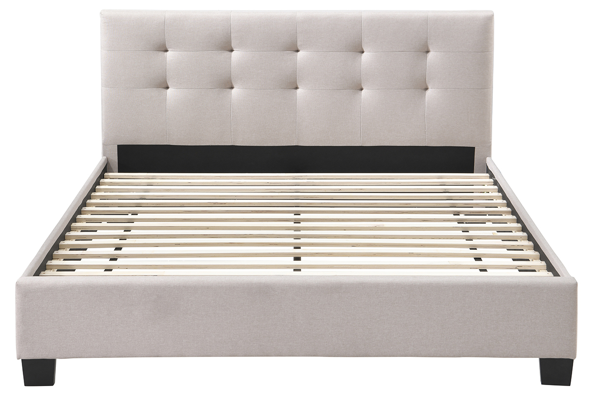 Bett 160 x 200 Stoff Beige gepolstert MARQUISE