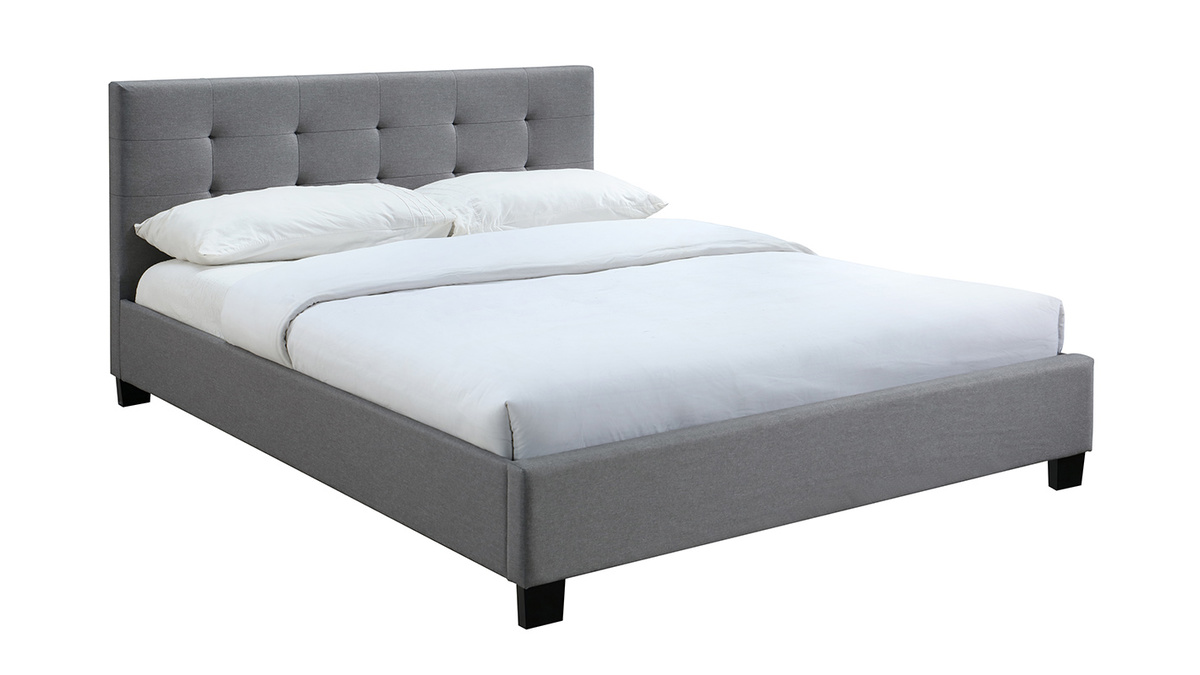 Bett 160 x 200 Stoff Grau gepolstert MARQUISE