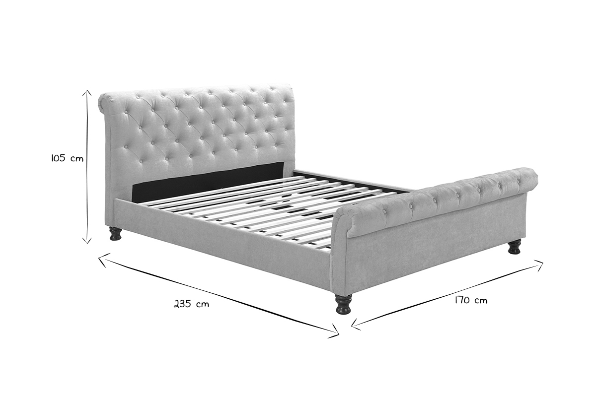 Bett 2 Personen 160 cm x 200 cm Samt RILEY