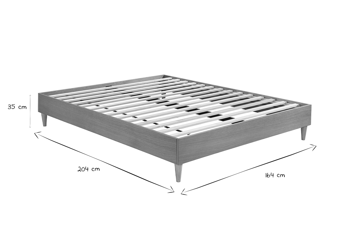 Bett fr Erwachsene 160 x 200 cm mit Bettkasten aus hellem Holzfurnier AYO