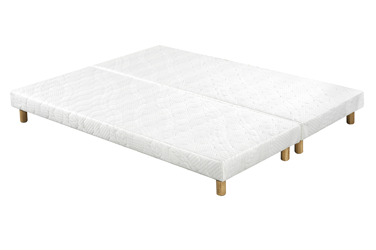 Boxspringbetten wei mit Holzfen 80 x 200 cm (2er-Set) JAMI