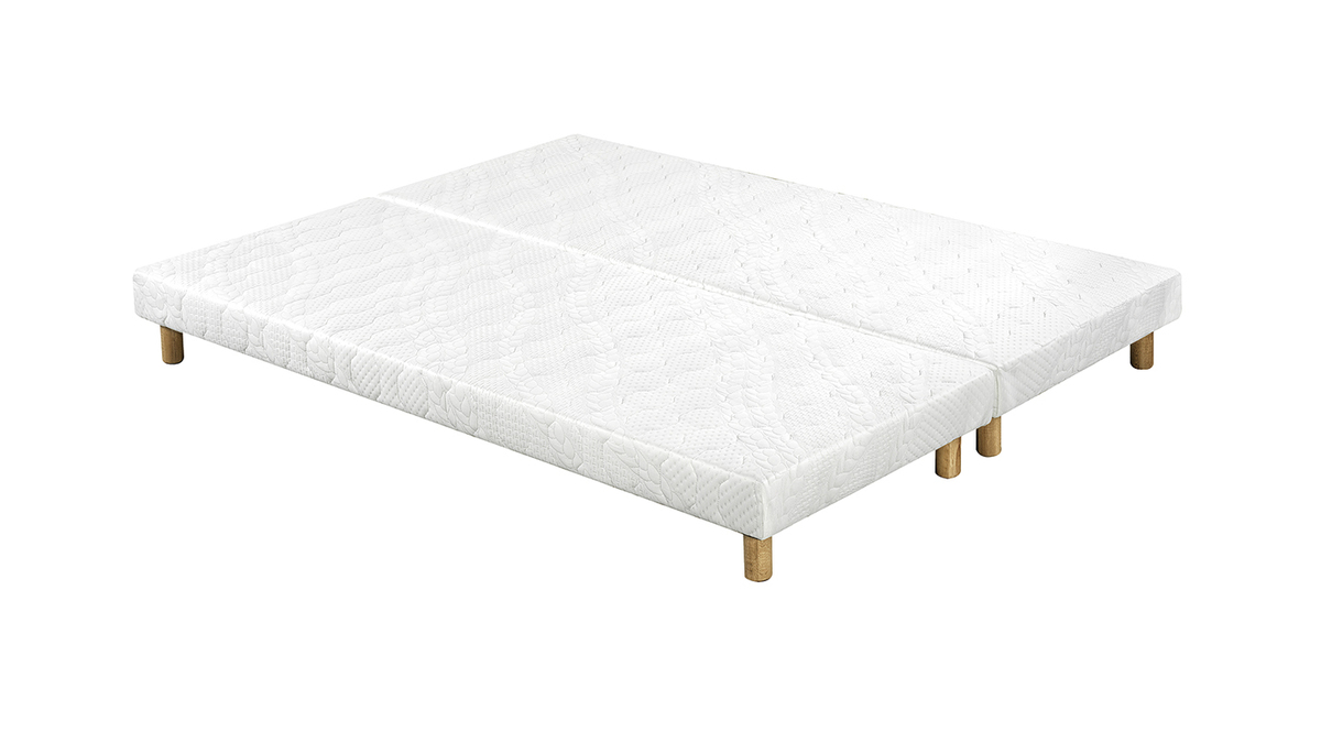 Boxspringbetten wei mit Holzfen 80 x 200 cm (2er-Set) JAMI