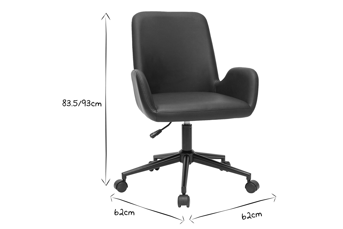 Brostuhl braunes Polyurethan und schwarzes Metall ALBAN