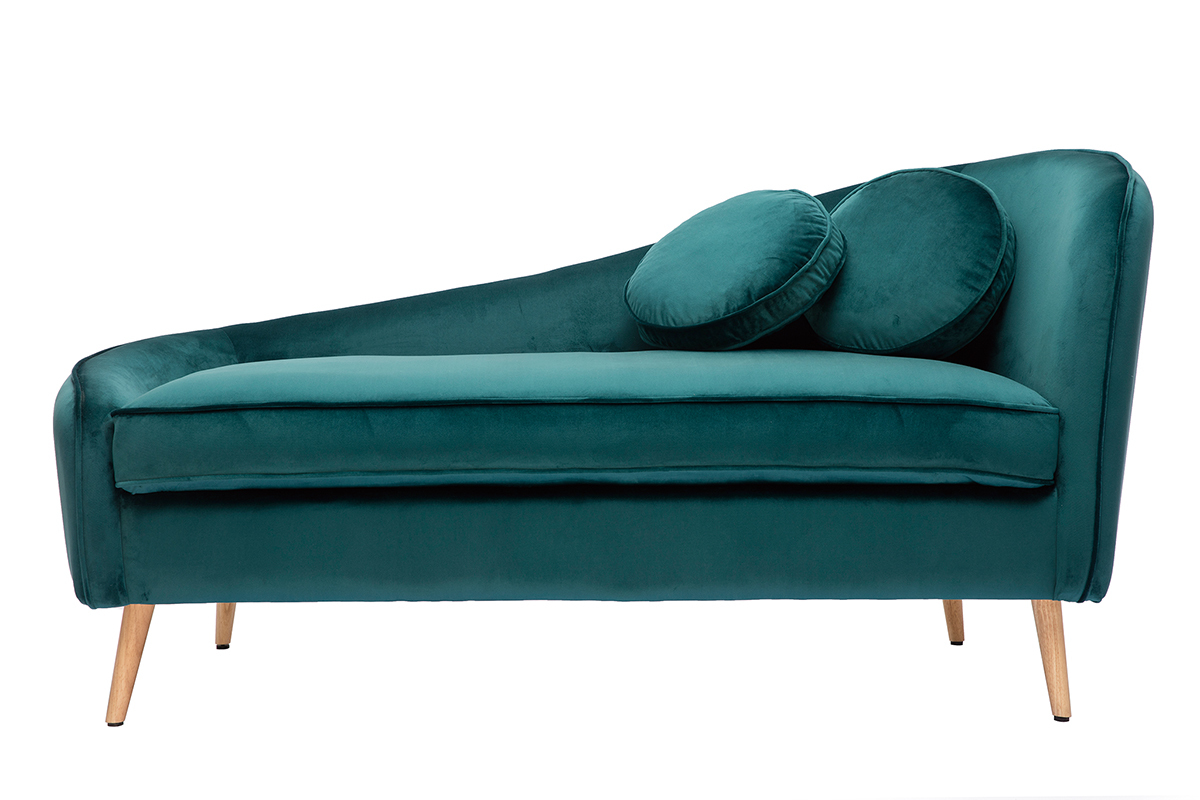 Chaiselongue aus blau-grnem Samt ICARE 160 cm