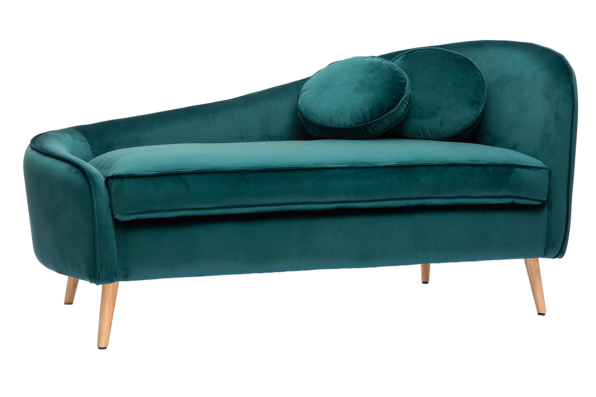 Chaiselongue aus blau-grnem Samt ICARE 160 cm