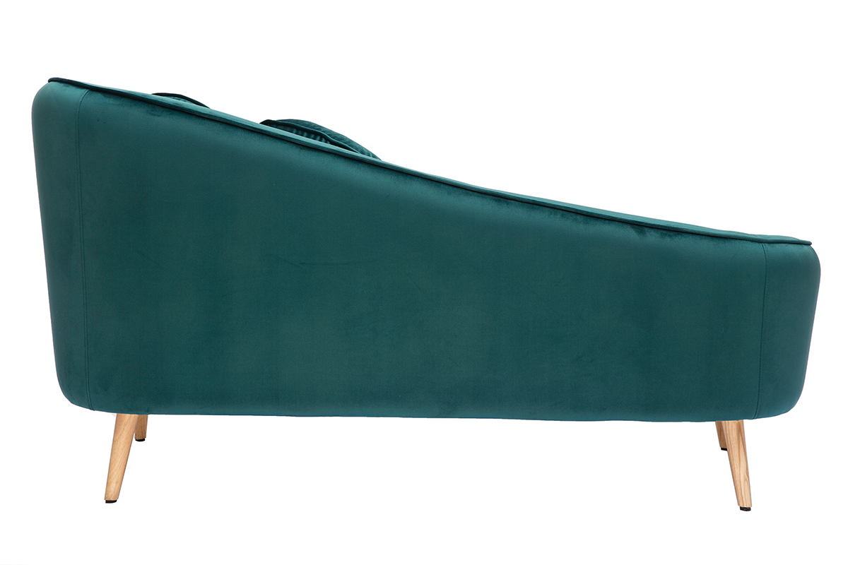 Chaiselongue aus blau-grnem Samt ICARE 160 cm