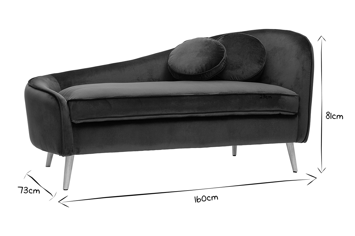 Chaiselongue aus blau-grnem Samt ICARE 160 cm