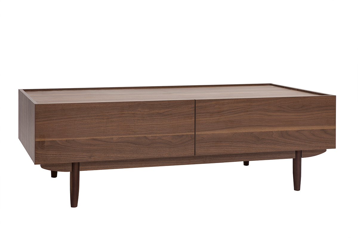 Couchtisch mit Schubladen aus dunklem Holz B120 cm SANAA