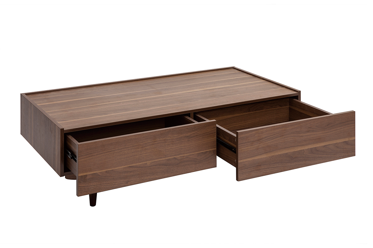 Couchtisch mit Schubladen aus dunklem Holz B120 cm SANAA