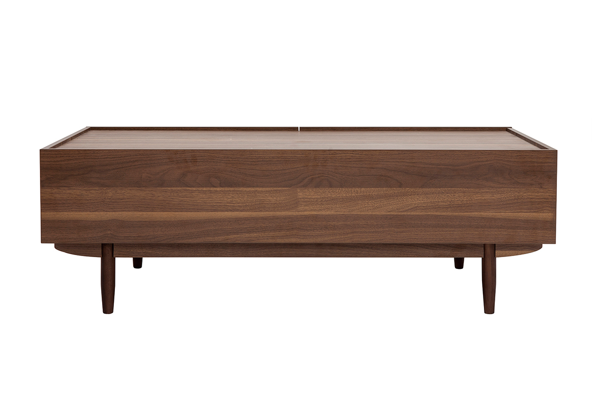 Couchtisch mit Schubladen aus dunklem Holz B120 cm SANAA