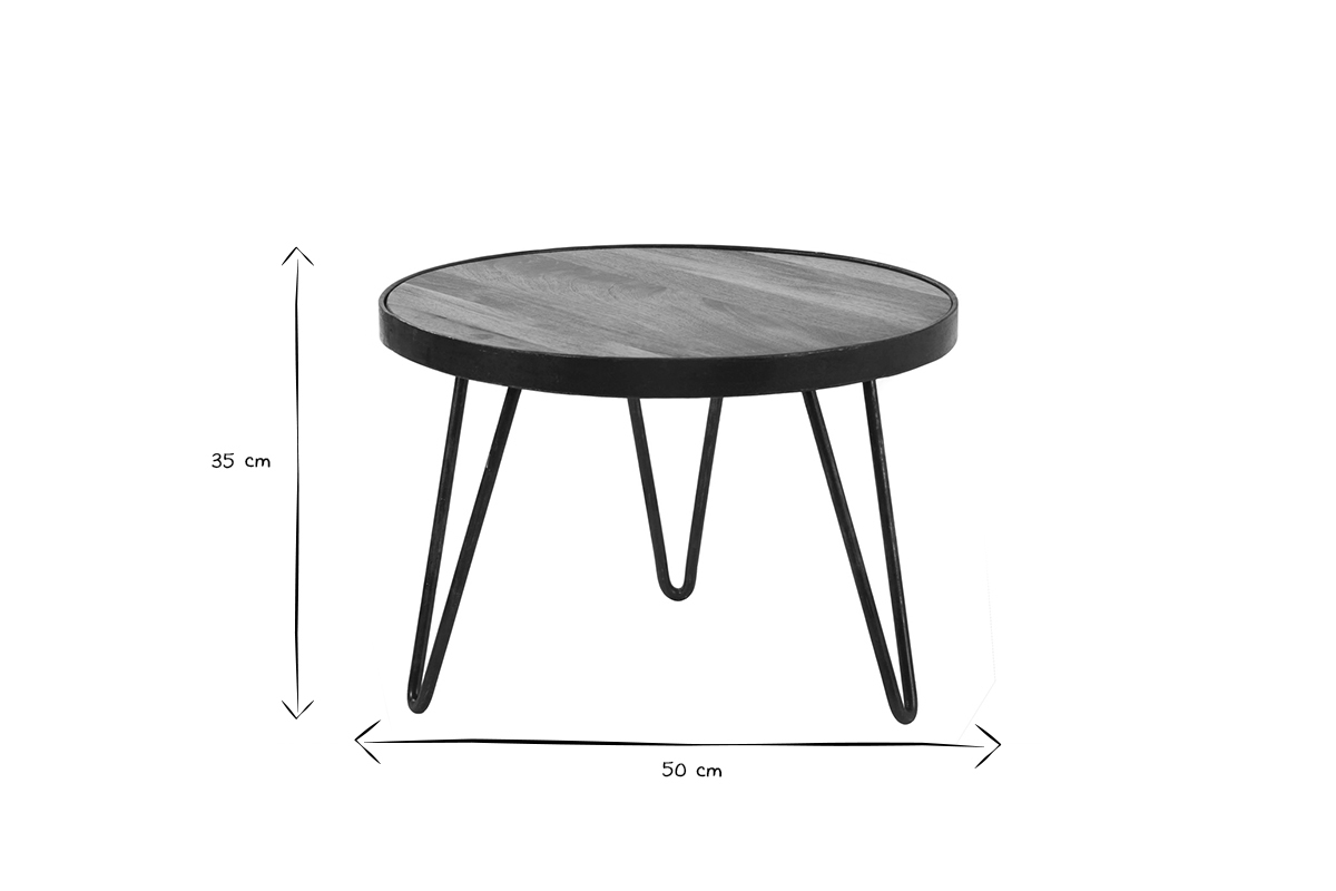 Couchtisch rund Industrie-Design 50 x 35 cm ATELIER