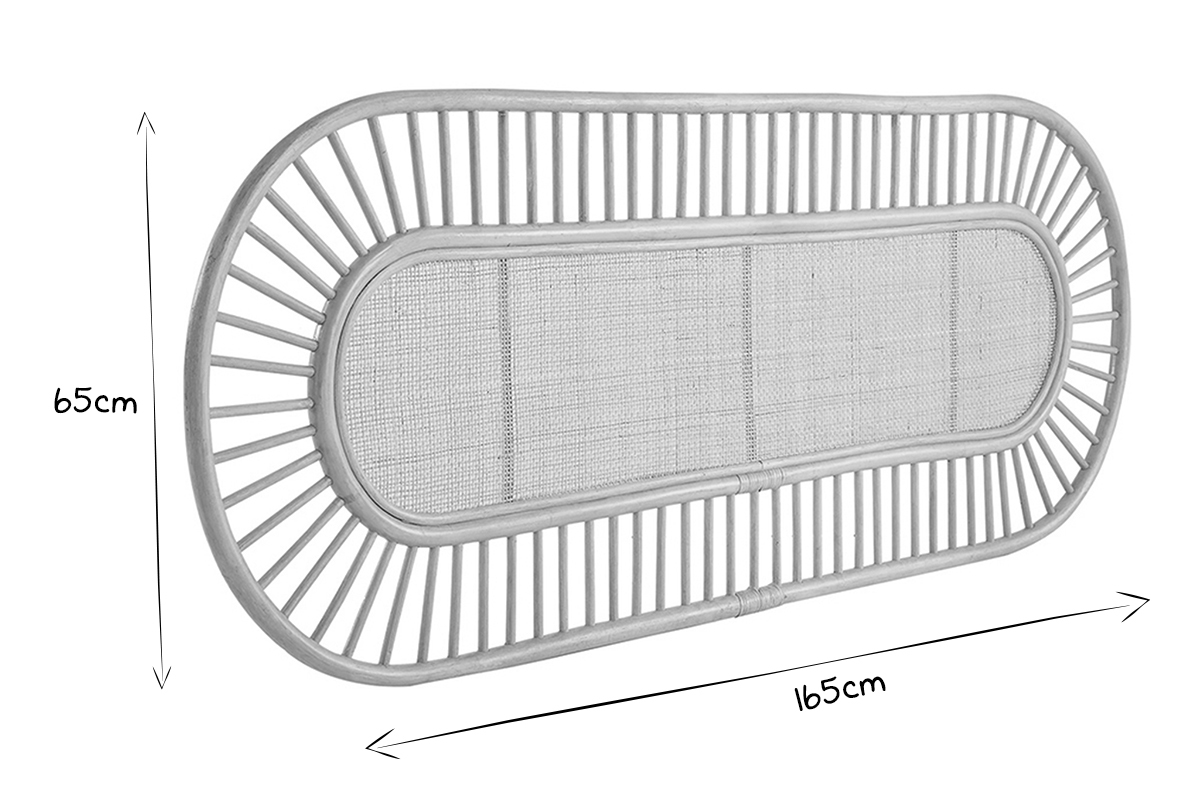 Dekoratives Bettkopfteil aus naturfarbenem Rattan und Rohrgeflecht B165 cm BOW