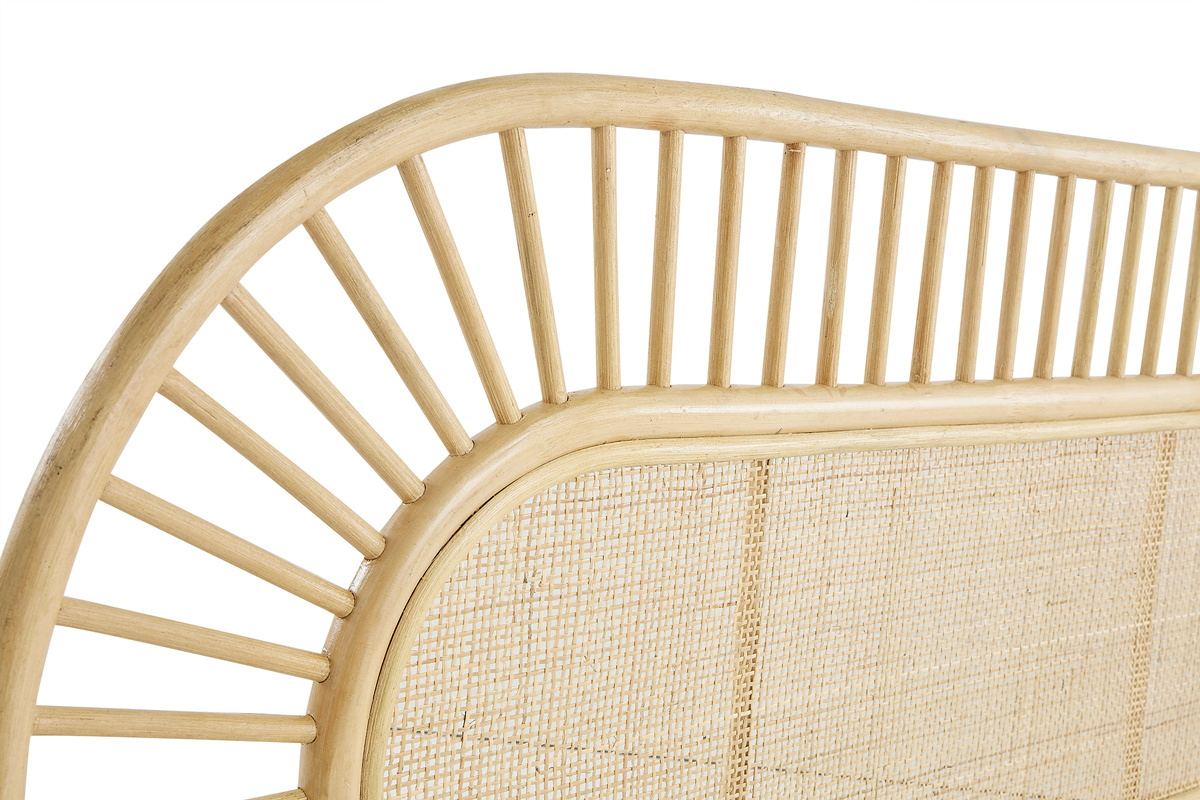 Dekoratives Bettkopfteil aus naturfarbenem Rattan und Rohrgeflecht B165 cm BOW