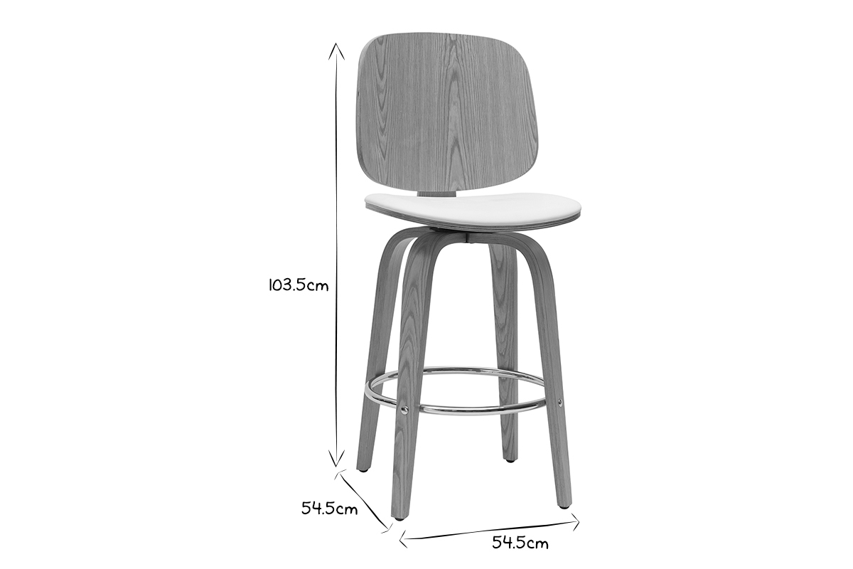 Design-Barhocker drehbar wei und helles Holz H66 cm (2er-Set) BECK