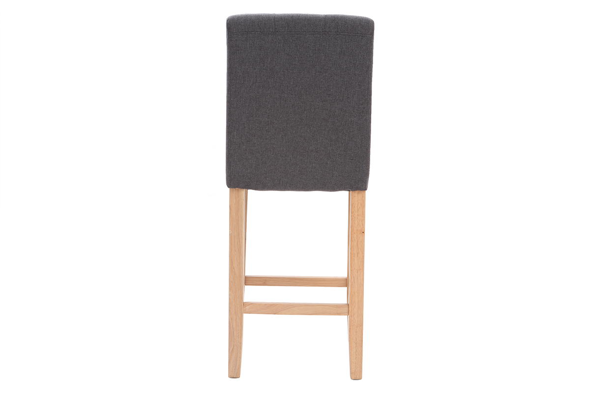 Design-Barhocker gepolstert Dunkelgrau und Holz 65 cm 2er-Set ESTER