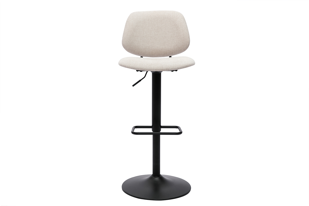 Design-Barhocker hhenverstellbar Stoff mit Samteffekt in Beige und schwarzes Metall (2er-Set) BARNET