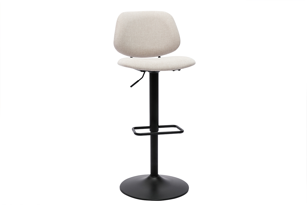 Design-Barhocker hhenverstellbar Stoff mit Samteffekt in Beige und schwarzes Metall (2er-Set) BARNET