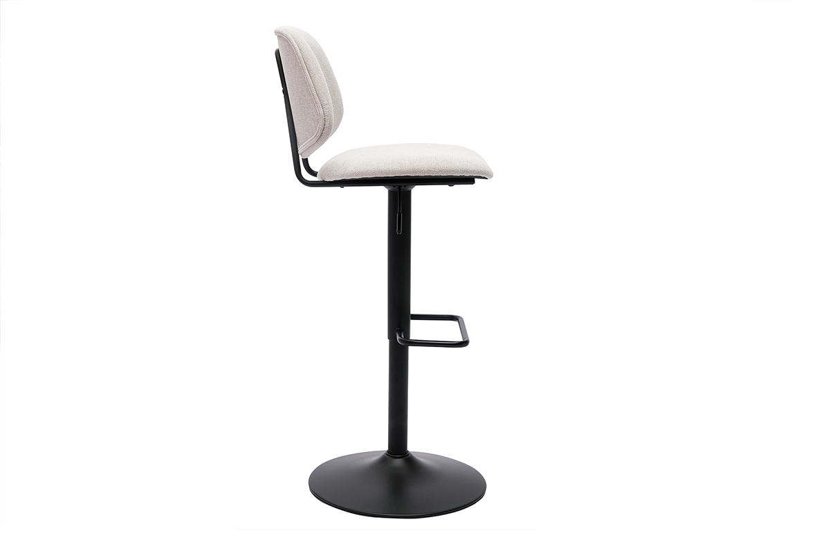 Design-Barhocker hhenverstellbar Stoff mit Samteffekt in Beige und schwarzes Metall (2er-Set) BARNET