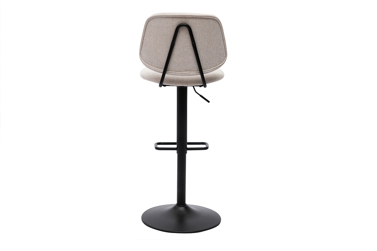 Design-Barhocker hhenverstellbar Stoff mit Samteffekt in Beige und schwarzes Metall (2er-Set) BARNET