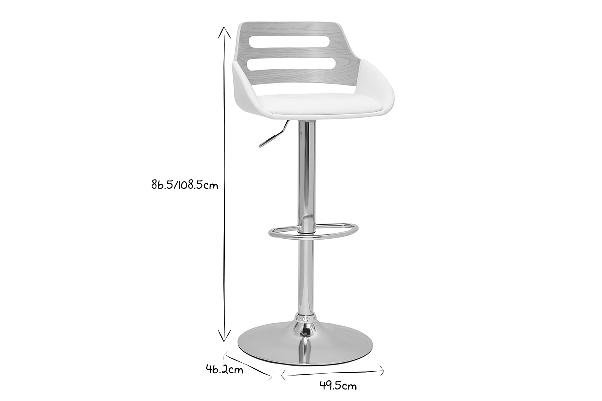 Design-Barhocker hhenverstellbar wei und helles Holz PERNIK