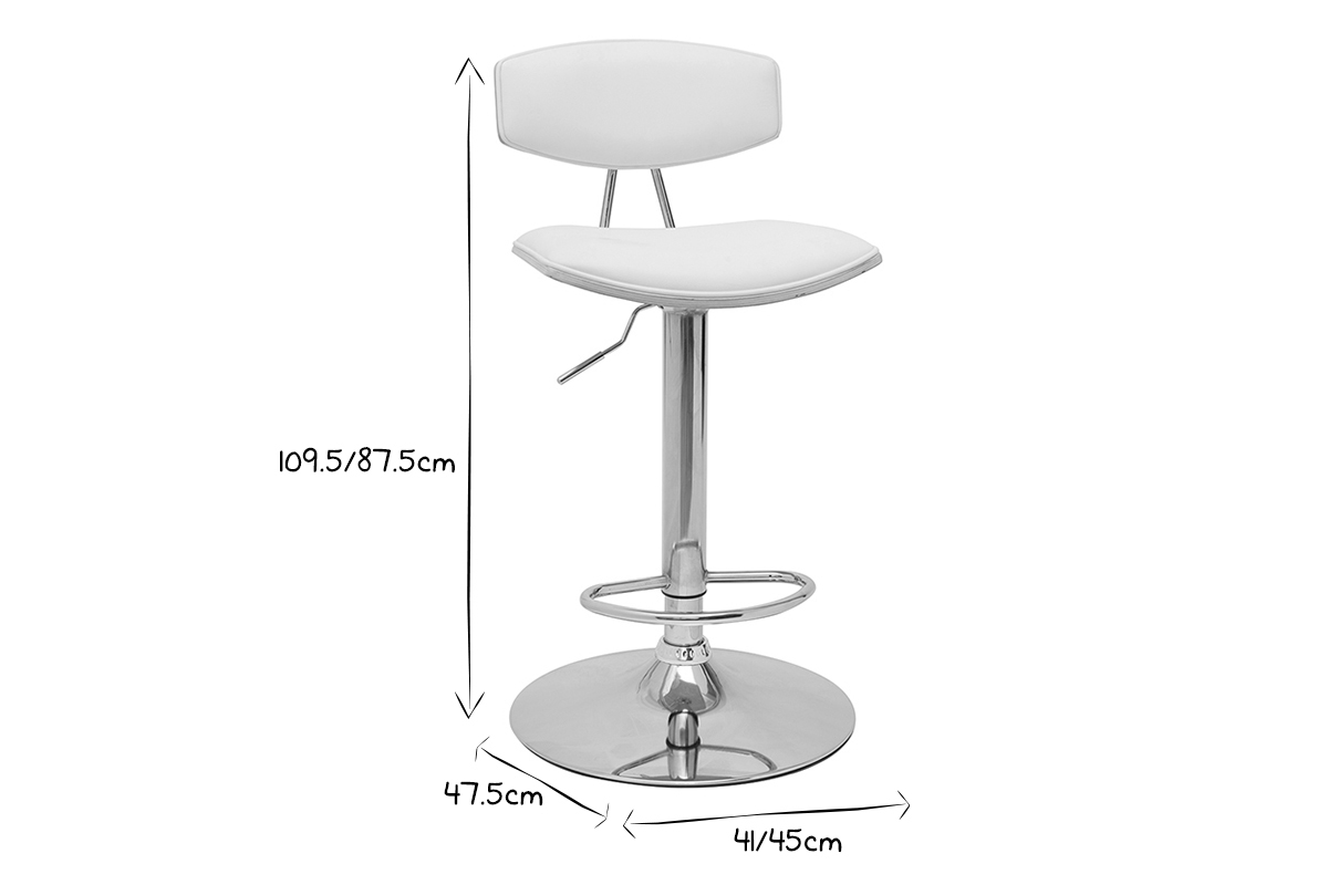 Design-Barhocker hhenverstellbar wei und helles Holz VASCO