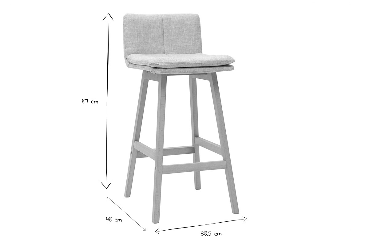 Design-Barhocker Holz und Perlgrau 65 cm 2 Stck. JOAN