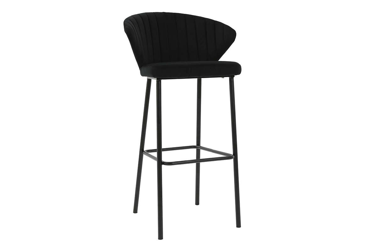 Design-Barhocker Samt Schwarz DALLY 78 cm