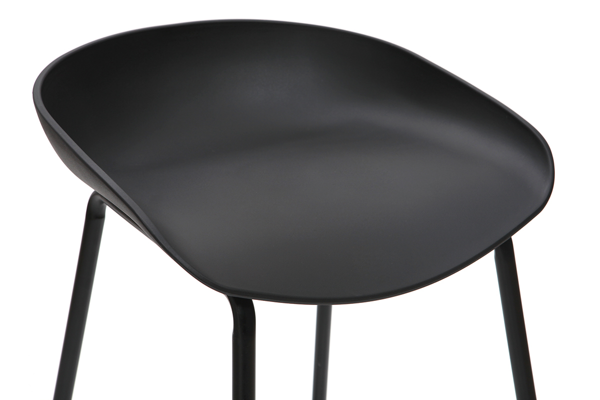 Design-Barhocker Schwarz mit Metallbeinen (2 Stk.) PEBBLE