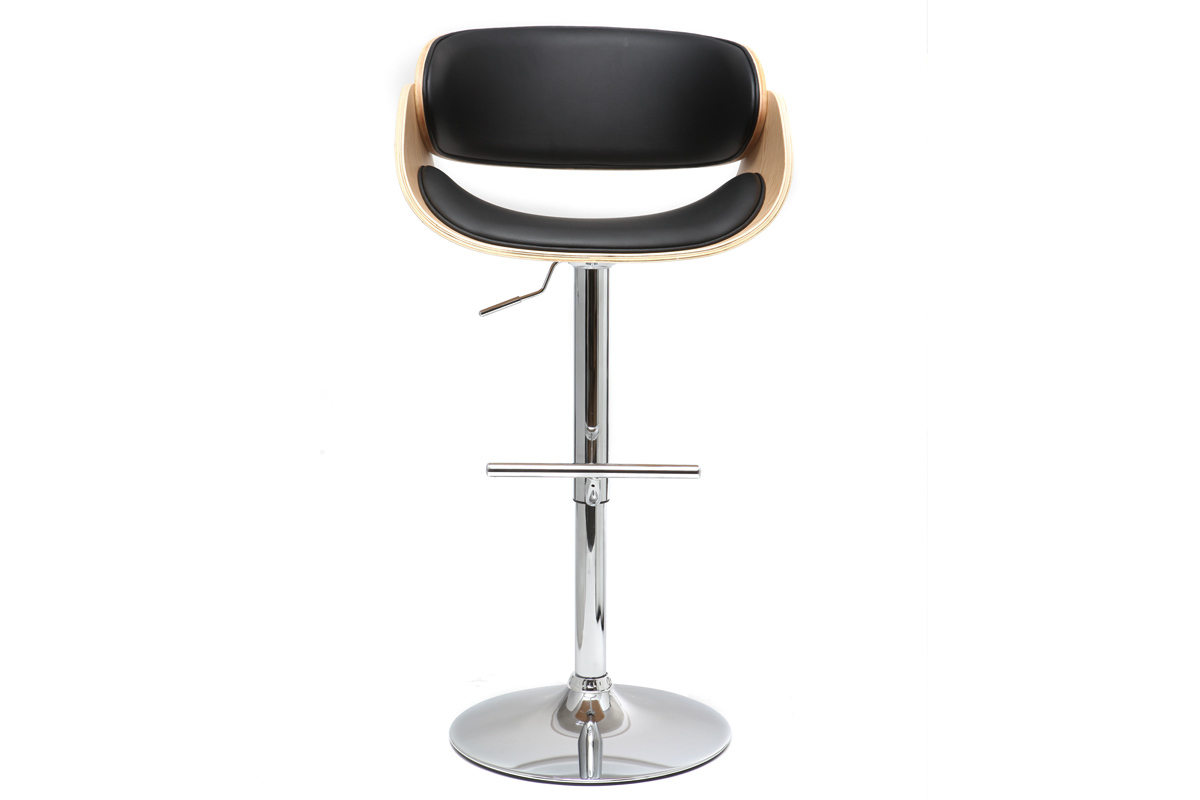 Design-Barhocker Schwarz und helles Holz BENT